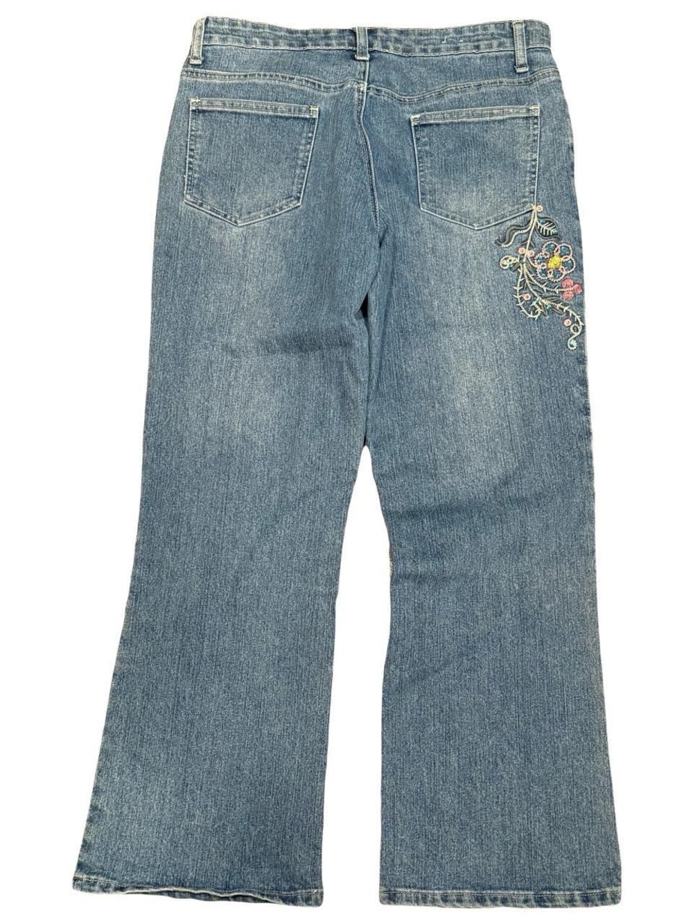 Y2K Cosmopolitan Faded Embroidered Bootcut Flared Low Rise Jeans